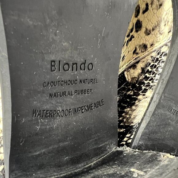 Blondo Waterproof Snakeskin Ankle Boots 10M Leather Block Heel Zip Booties - Picture 9 of 14